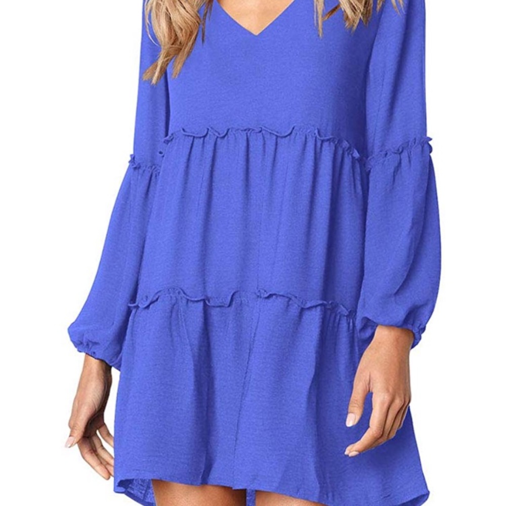 Blue Ruffle Shift Dress